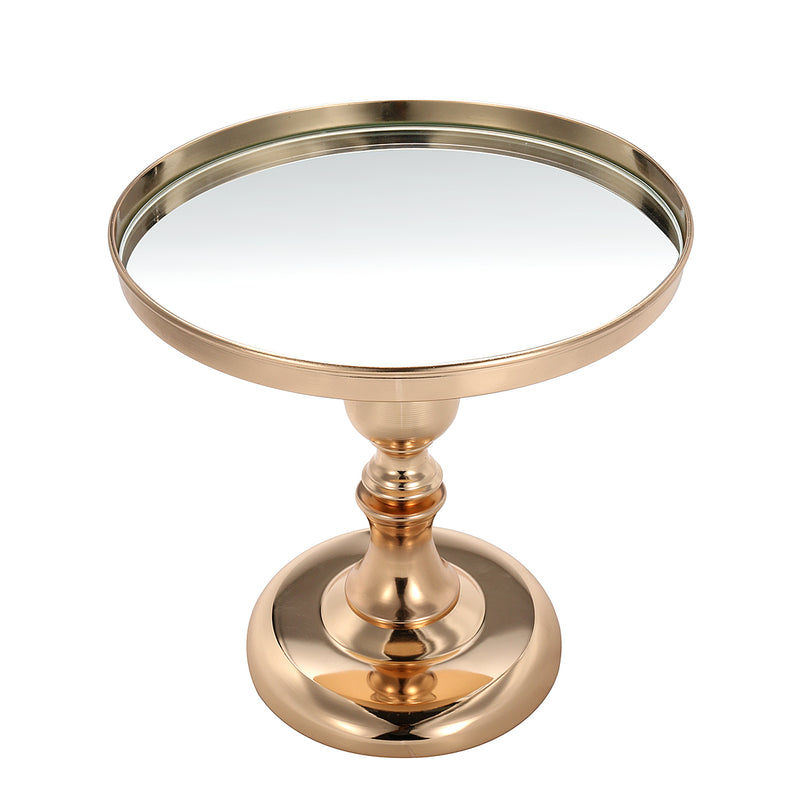 Gold Plated Mirror Cake Pan Stand Glass Round Wedding Display Pedestal 8 10 12 Inch