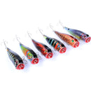ZANLURE 6pcs/set 9cm 14.4g Fishing Lure Top Water Colorful Pattern Bionic Popper Hard Bait