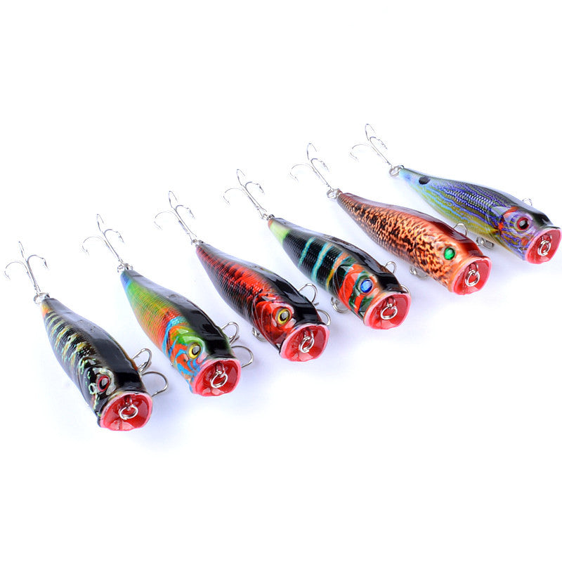 ZANLURE 6pcs/set 9cm 14.4g Fishing Lure Top Water Colorful Pattern Bionic Popper Hard Bait