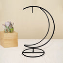 Micro Landscape Moon Shape Iron Holder Suspension Glass Vase Black Rack
