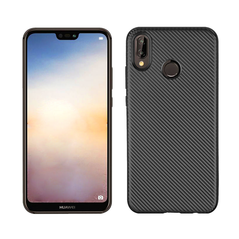 Carbon Fiber Shockproof Soft TPU Back Protective Case For Huawei P20 Lite