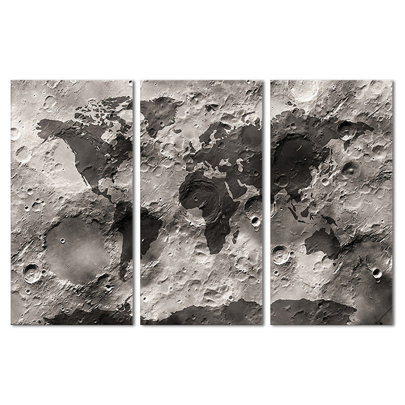 Miico Hand Painted Three Combination Decorative Paintings Lunar Surface Wall Art For Home Decoration