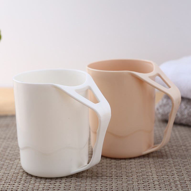 Household Plastic Plain Toothbrush Cup with Handle Mouthwash Cup Toothbrush Cup for Couples