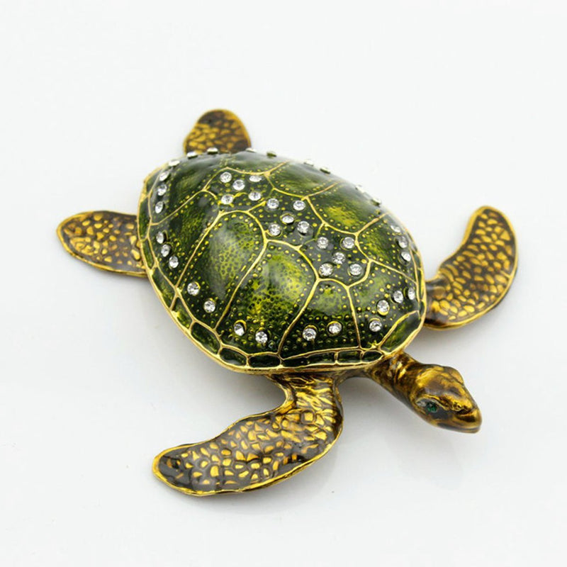 Turtle Metal Jewelry Box Trinket Case Crystal Storage Organizer Birthday Gift