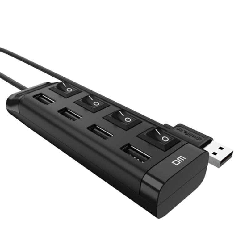 DM CHB005 4 Ports USB Hub with Switch USB2.0 Extender Extension Connector Adapter for PC Laptop