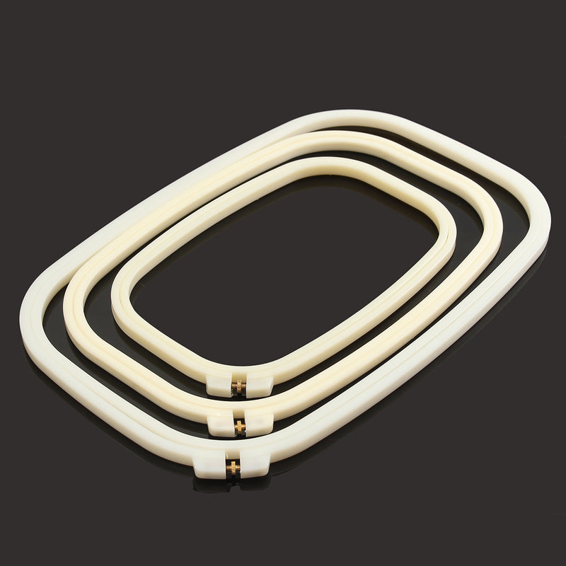 Plastic Embroidery Frame Two Layer Cross Stitch Hoop Ring Sewing Tool Rectangle
