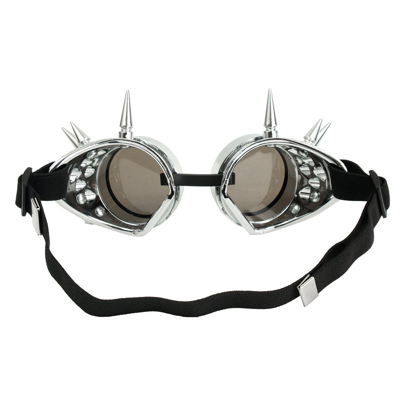 Fashion Silver Steampunk Goggles Spikey Burning Man Costume Cosplay Gothic Punk