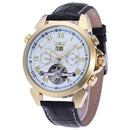 JARAGAR F120504 Fashion Automatic Mechanical Watch Date Display Leather Strap Men Wrist Watch