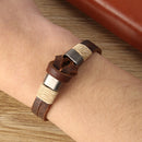 European Style Retro Vintage Leather Men Bracelet Buckle Double layers Chain