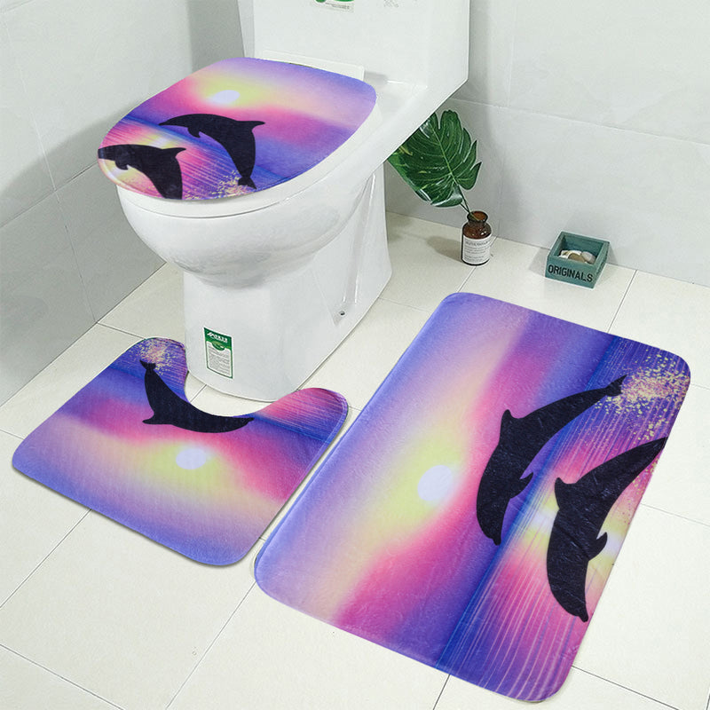 180 x180cm Dolphin Ocean With 12 Hooks Bathroom Shower Waterproof Curtains