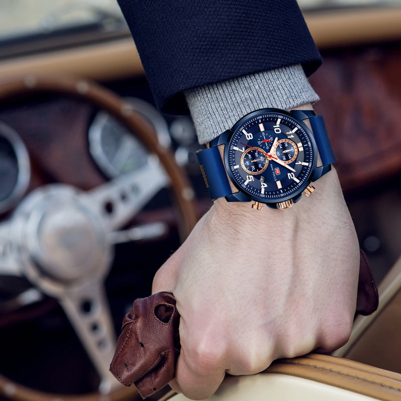 MINI FOCUS MF0268G Multi-function Chronograph Luminous Military Sports Men Watch Quartz Watch