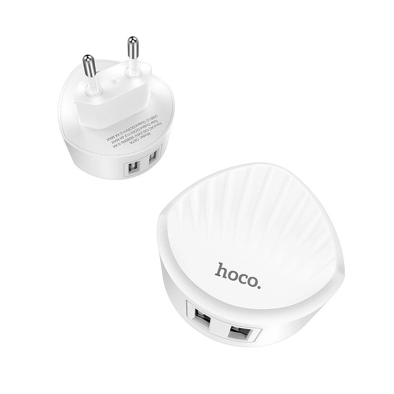 HOCO C67A Portable EU Dual USB Charger Travel Adapter for Samsung Xiaomi Huawei