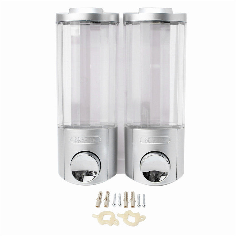 2x400ml Bathroom Kitchen Wall Mount Soap Dispenser Liquid Lotion Bottle Shampoo Shower Container