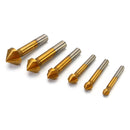 Drillpro 6pcs 3 Flute Titanium Chamfer 90 Degree Chamfering End Mill Cutter Countersink Drill Bit