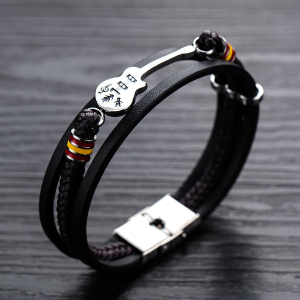 Punk Men's Leather Multi-layer Woven Leather Rope Bracelet