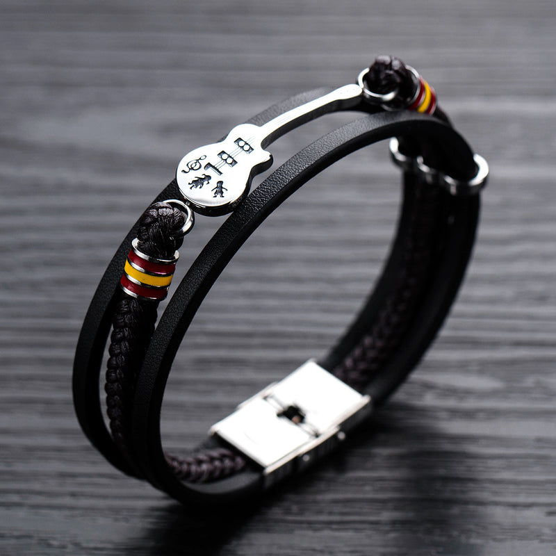 Punk Men's Leather Multi-layer Woven Leather Rope Bracelet