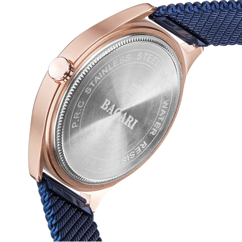 BAGARI 8012W Ultrathin Business Style Men Watch Mesh Steel Band Quartz Watch