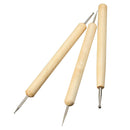 3pcs Wood Ball Stylus Polymer Clay Pottery Ceramics Woodworking Sculpting Modeling Tool Set