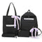 4Pcs/set Women Canvas Backpack Teenage Girls School Shoulder Bag Pen Bag Outdoor Travel