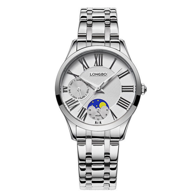 LONGBO 5013 Fashion Calendar Quartz Watches Full Steel Couple Wrist Watch