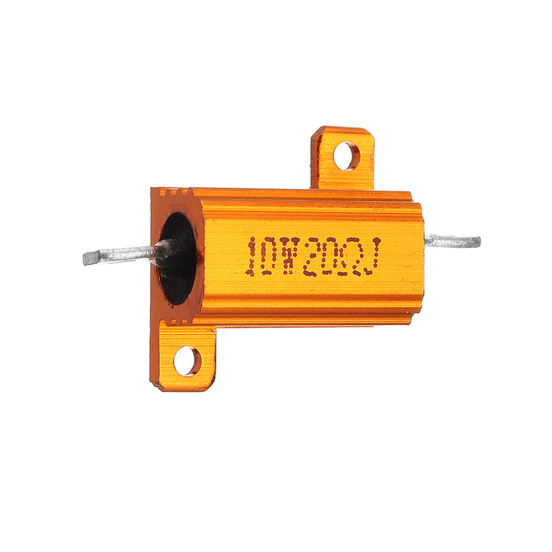 20pcs RX24 10W 20R 20RJ Metal Aluminum Case High Power Resistor Golden Metal Shell Case Heatsink Resistance Resistor