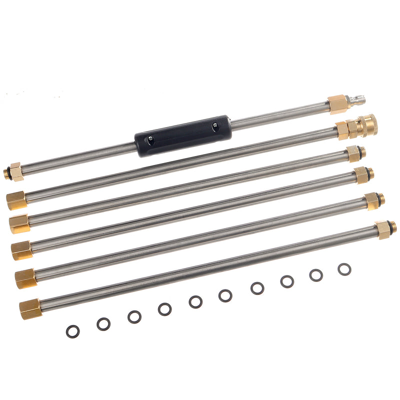 6Pcs High Pressure Cleaner Extension Metal Rod Water Washer Sprayer Tools 14x1.5mm Pressure Washer Extension Rod