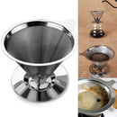 Stainless Steel Pour Over Coffee Dripper Paperless Reusable Double Layer Mesh Coffee Maker Cone Filter
