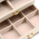 3 Layers Drawer With Mirror Velvet Jewelry Box Necklace Ring Storage Organizer Case