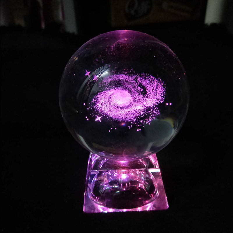 8cm Diameter Globe Galaxy Miniatures Crystals Ball 3D Laser Engraved Quartz Ball