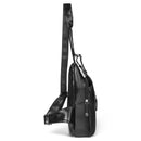 Outdoor USB Shoulder Bag PU Leather Chest Bag Camping Travel Sport Messenger Crossbody Pouch