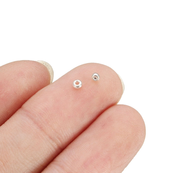 500Pcs 2mm Silver Glass Spacer Beads Loose Beads DIY Jewelry Accessories