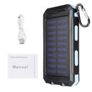 20000mAh Solar Charging Power Bank SOS Mode Portable Cell Phone Solar Charger with Dual USB Charging Ports LED Flashlight Carabiner/Compass