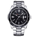 CURREN 8110 Silver Black Date Sport Stainless Steel Strap Men Wrist Watch
