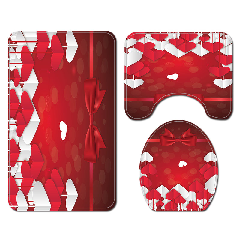 Honana 4PCS Bathroom Waterproof Shower Curtain Pedestal Rug Toilet Seat Covers Bath Mat Bathroom Decor