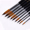 BGLN 804 9 Pcs/set Long Handle Nylon Hair Watercolor Paint Brushes Gouache Acrylic Painting Brush Pens School Students Art Supplies