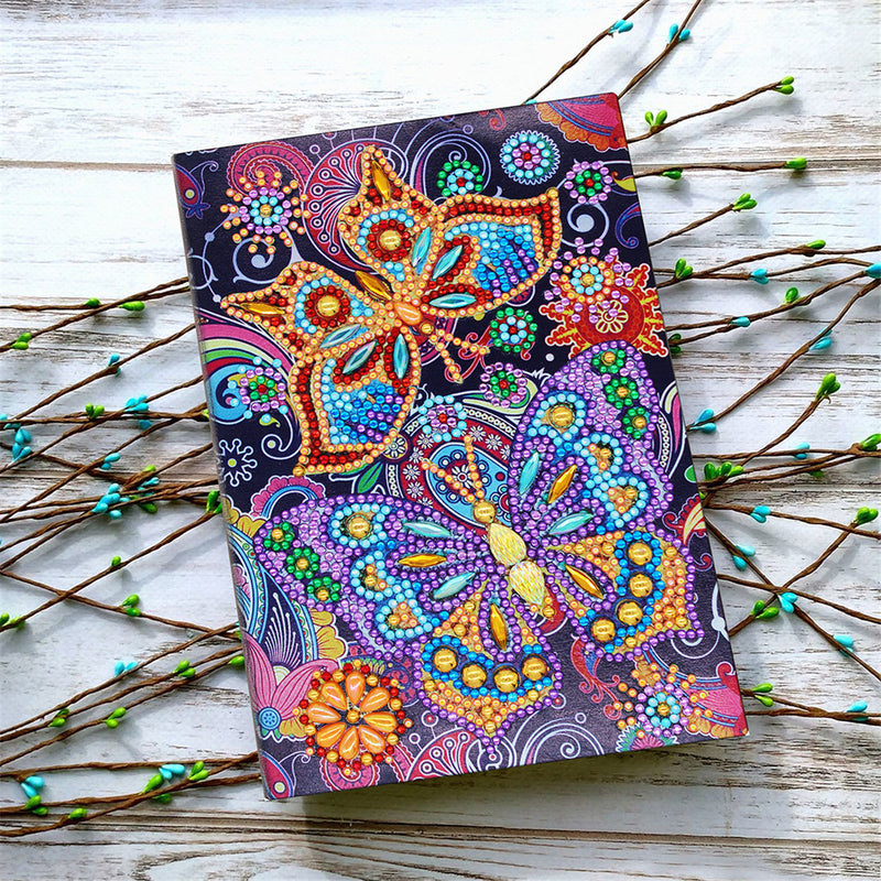 DIY Diamond Painting Embroidery Notebook A5 Notepad Unicorn Butterfly Flower Snow Man Design Special Shaped Hand Paint Leather Cover Cross Stitch Christmas Gifts For Friends