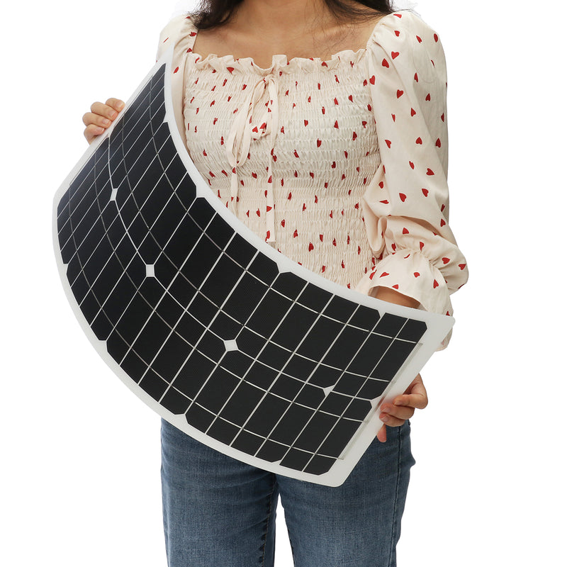 30W 12V Solar Power Panel Monocrystalline Silicon Semi-flexible Home Electricity