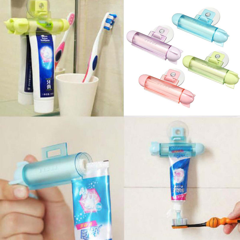 ABS Rolling Squeezer Toothpaste Dispenser Tube Partner Sucker Hanging Holder