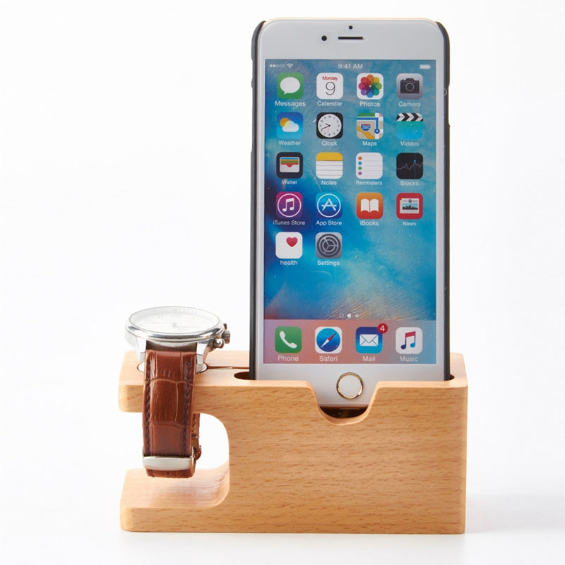 Bamboo Wood Charging Station Holder For Apple Watch 38/42mm iPhone 7/7 Plus 6/6s Plus 5/5s/SE