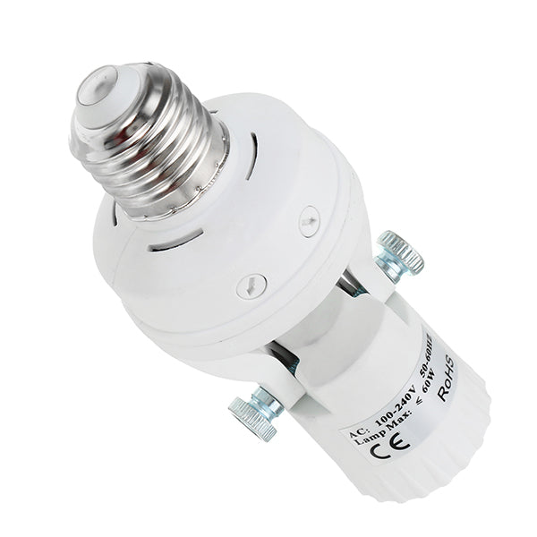 LUSTREON AC100-240V 60W E27 to E27 Rotatable Infrared PIR Motion Sensor Bulb Socket Lampholder