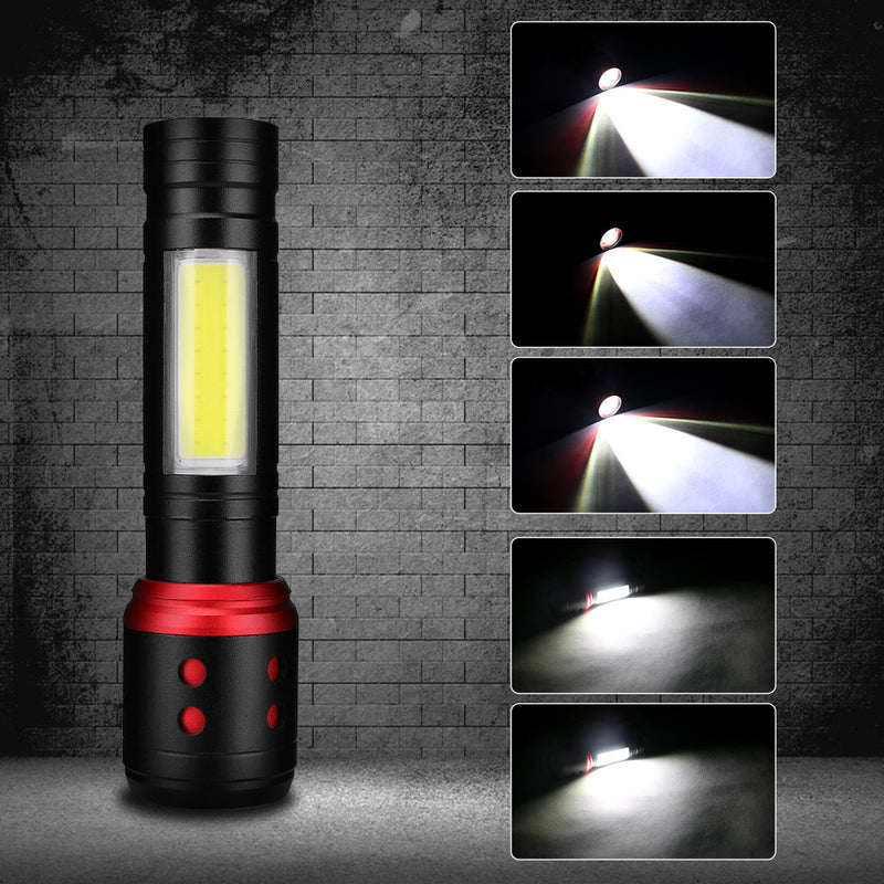 XANES T6+COB 5Modes Zoomable USB Rechargeable LED Flashlight Outdoor 18650 Flashlight