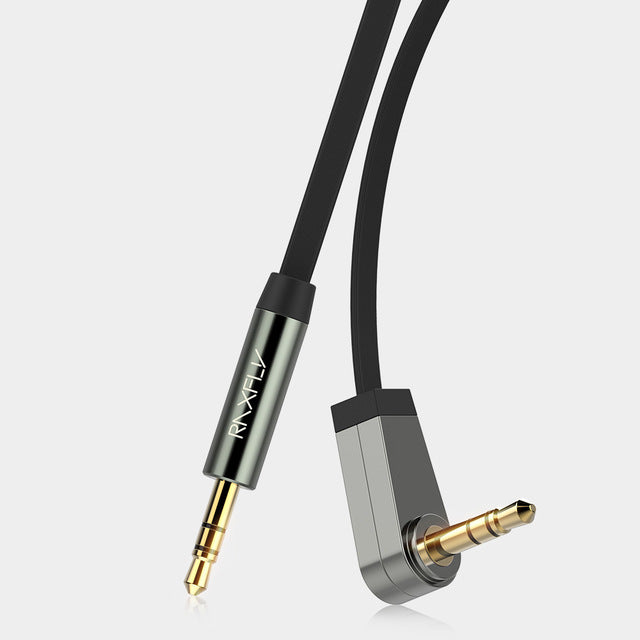 RAXFLY 3.5MM Male to Male 90 Degree Right Angle Audio AUX Cable 1m For iPhone X 8Plus Oneplus5 Car S