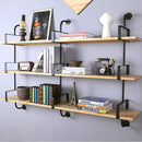 2Pcs Industrial Retro Bookshelf DIY Wall Mounted Storage Shelves Bracket 3 layers Iron Pipe Shelf for Home Decor Kitchen Kids Rooms
