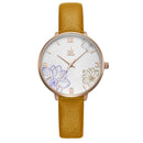 SHENGKE SK K9014 Flowers Pattern Elegant Dial Fashion Women Leather Strap Quartz Watch