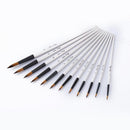 12 Pcs Nylon Hair Wooden Handle Painting Brush Pen Set For Learning Diy Oil Acrylic Painting Art Paint Brushes Supplies Pointed Head