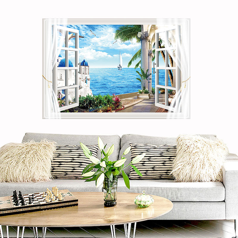 Miico FX82012 Mediterranean Landscape Wall Sticker Window Printing Home Decorative Wall Stickers