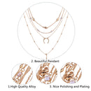 Bohemian Multilayer Moon Pendant Necklace Fashion Rhinestone Chain Charm Necklace Trendy Jewelry