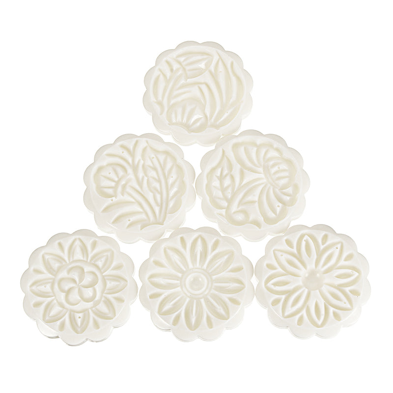 4 Sets Mooncake Pastry Press Mold 100g 50g DIY Flower Pattern Mould Decor w/ 20 Stamps Round Square