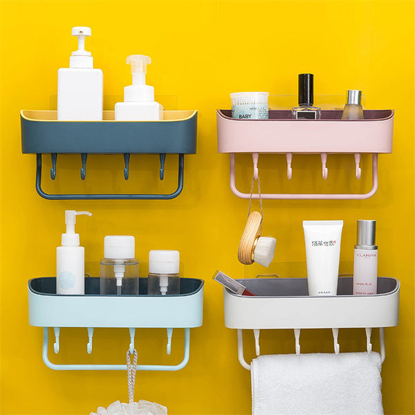 Bathroom Shelf Organizer Bath Shower Gel Shampoo Holder Storage Rack Punch Free