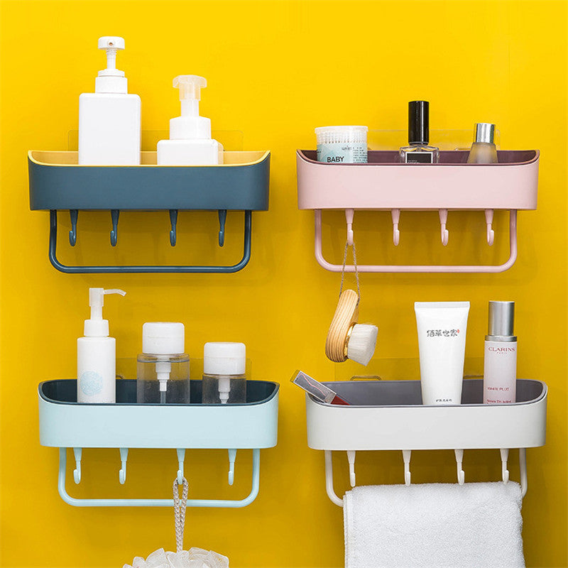 Bathroom Shelf Organizer Bath Shower Gel Shampoo Holder Storage Rack Punch Free